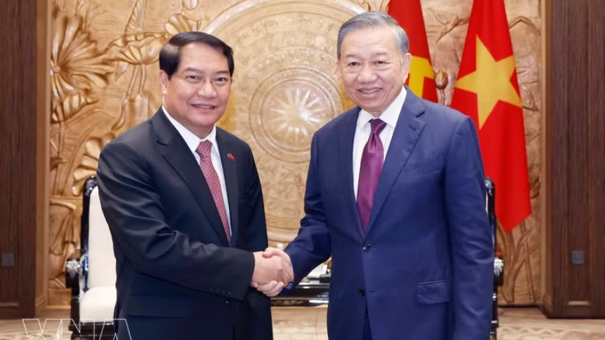 Top leader of Vietnam receives Vientiane official in Hanoi